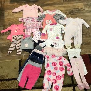 24 piece baby girl clothes bundle lot; Size 0-3 Months